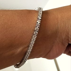 Diamond Tennis Bracelet Super Sparkly Sterling Silver Women's Size 8 1/2